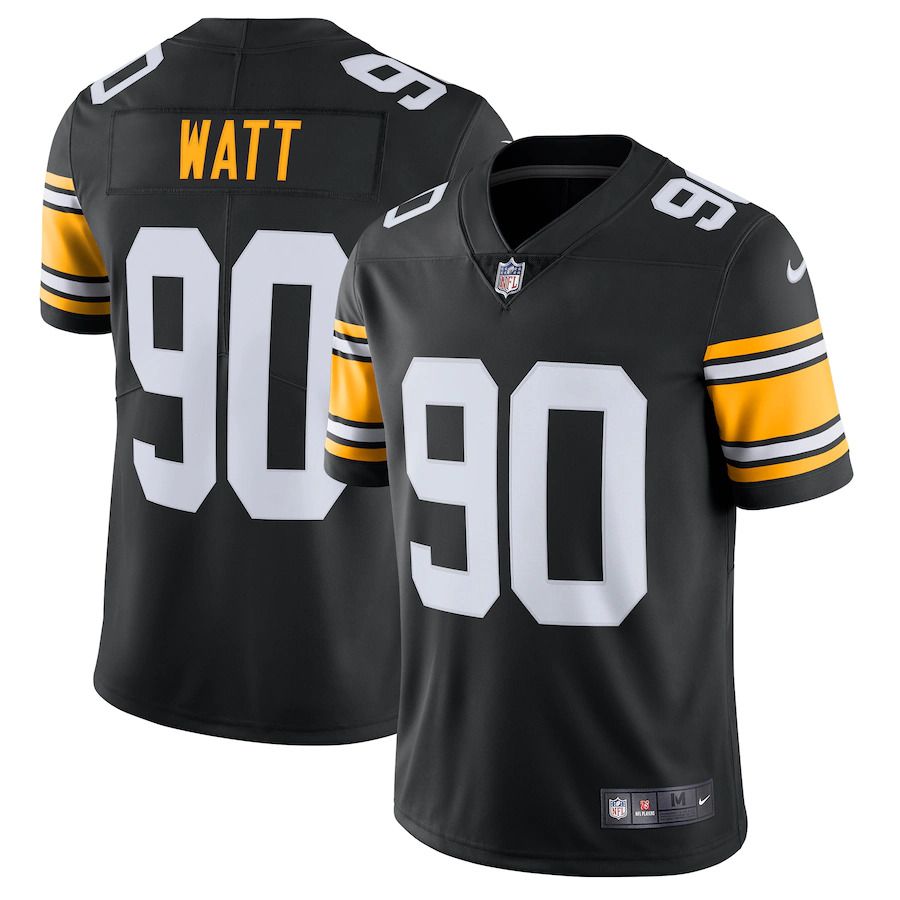 Men Pittsburgh Steelers #90 T.J. Watt Nike Black Alternate Vapor Untouchable Limited NFL Jersey